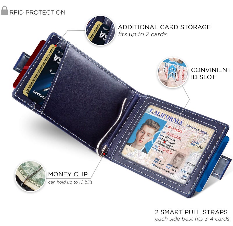 SERMAN BRANDS RFID Blocking Slim Money Clip Wallet â€“ Leather Bifold Front Pocket Minimalist Mens Wallet with Money Clip for Men, Small Credit Card Holder Wallet - Travel Wallet with Gift Box - Image 3